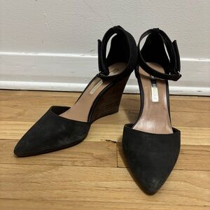 Audrey Brooke Leather Wedge Heel Black and brown Women's Shoes